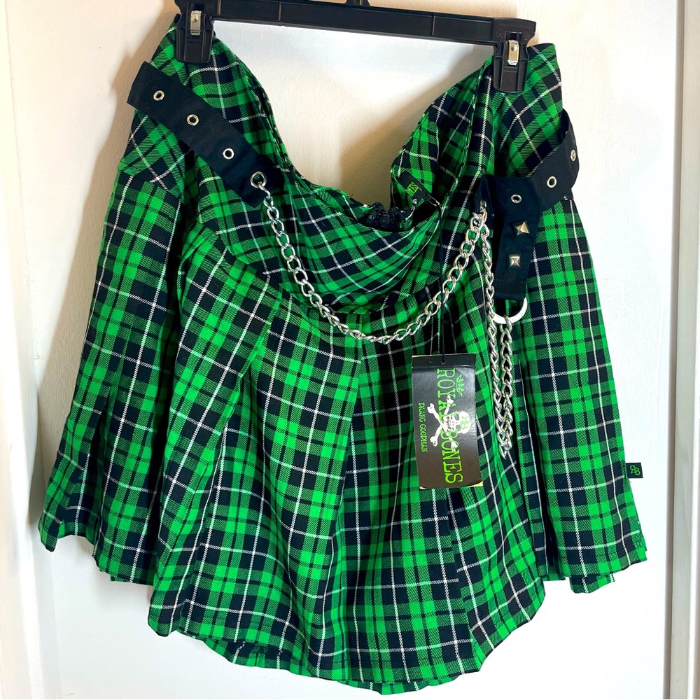 Royal Bones Green Plaid Skirt with Chains Women’s Plus Size 2| New with tags! |